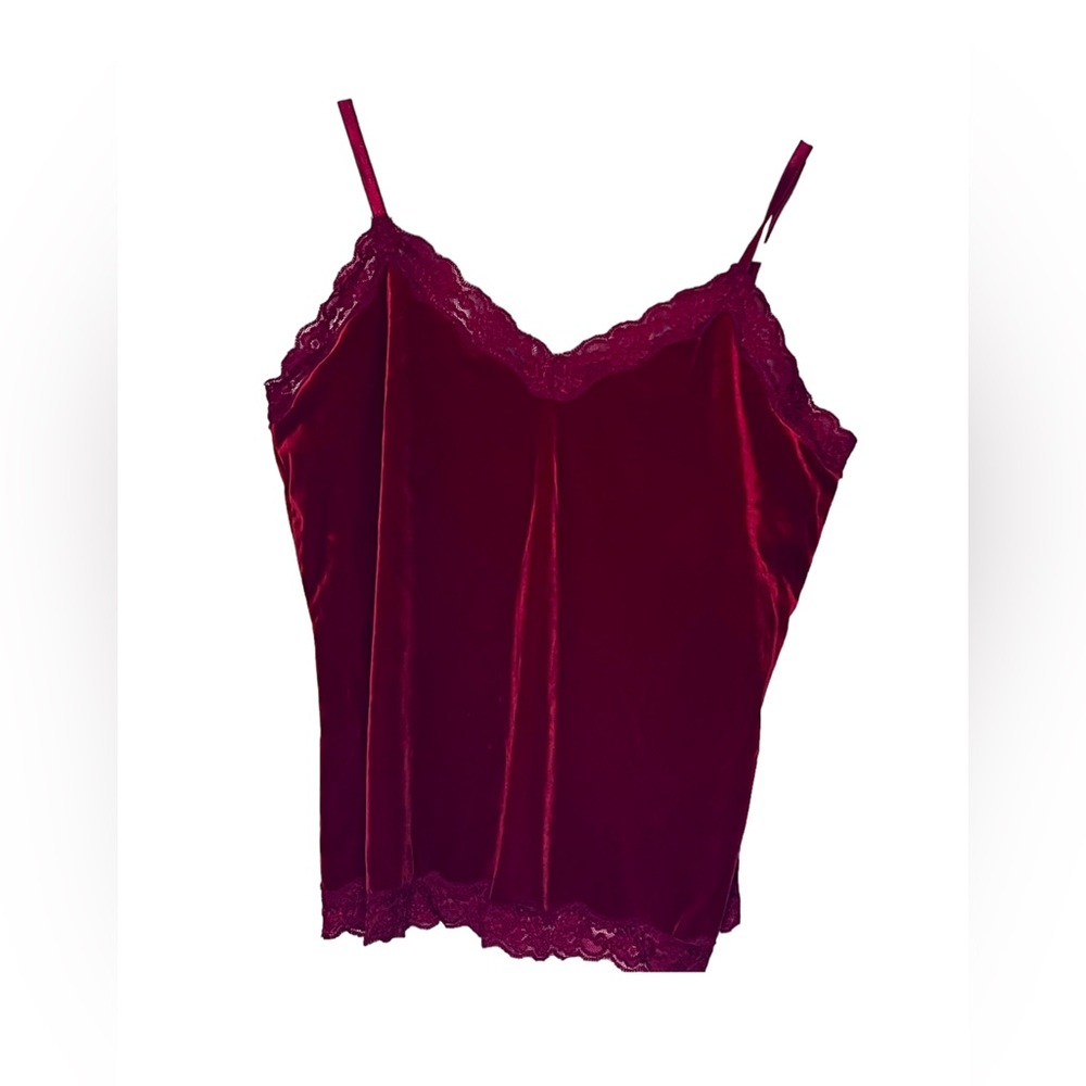 Red velvet tank top.